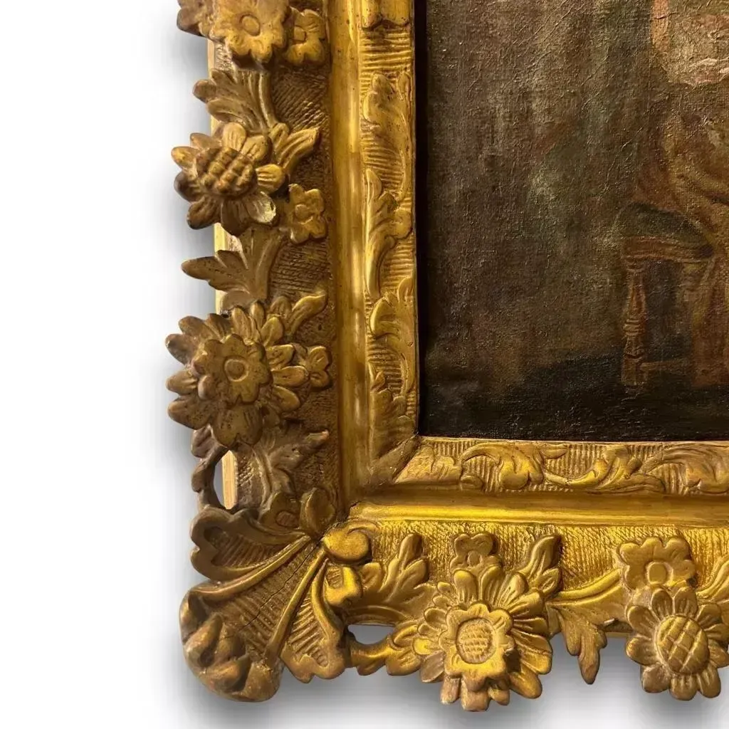photo furniture Mid 18th Century Oil Painting Depicting A Scene With Courtesans On Canvas