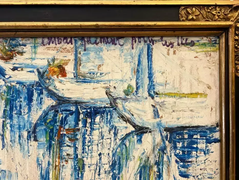 Abstract Oil Painting By Nicolai Michoutouchkine (1929 2010) photo furniture