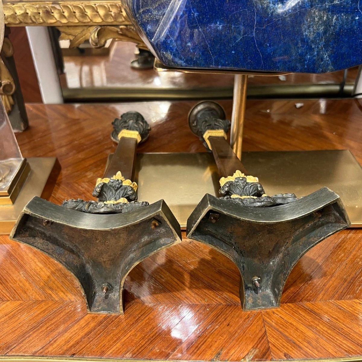 19th Century Pair Of Double Patina Bronze Candlesticks photo vinterior