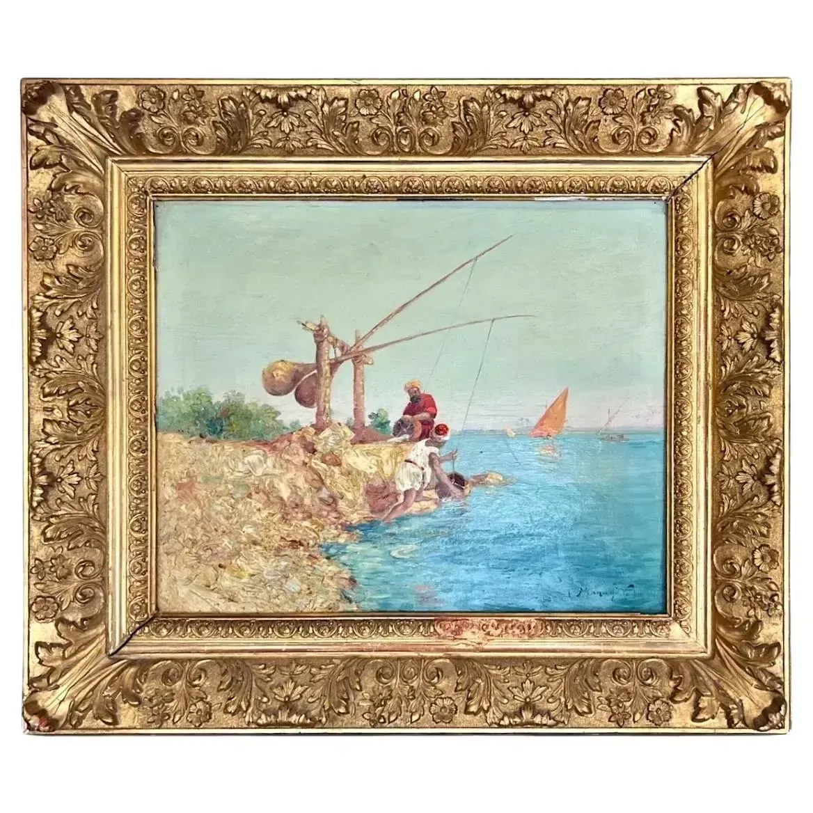 Orientalist Oil On Canvas Painting By Vincent Manago (1880–1936)