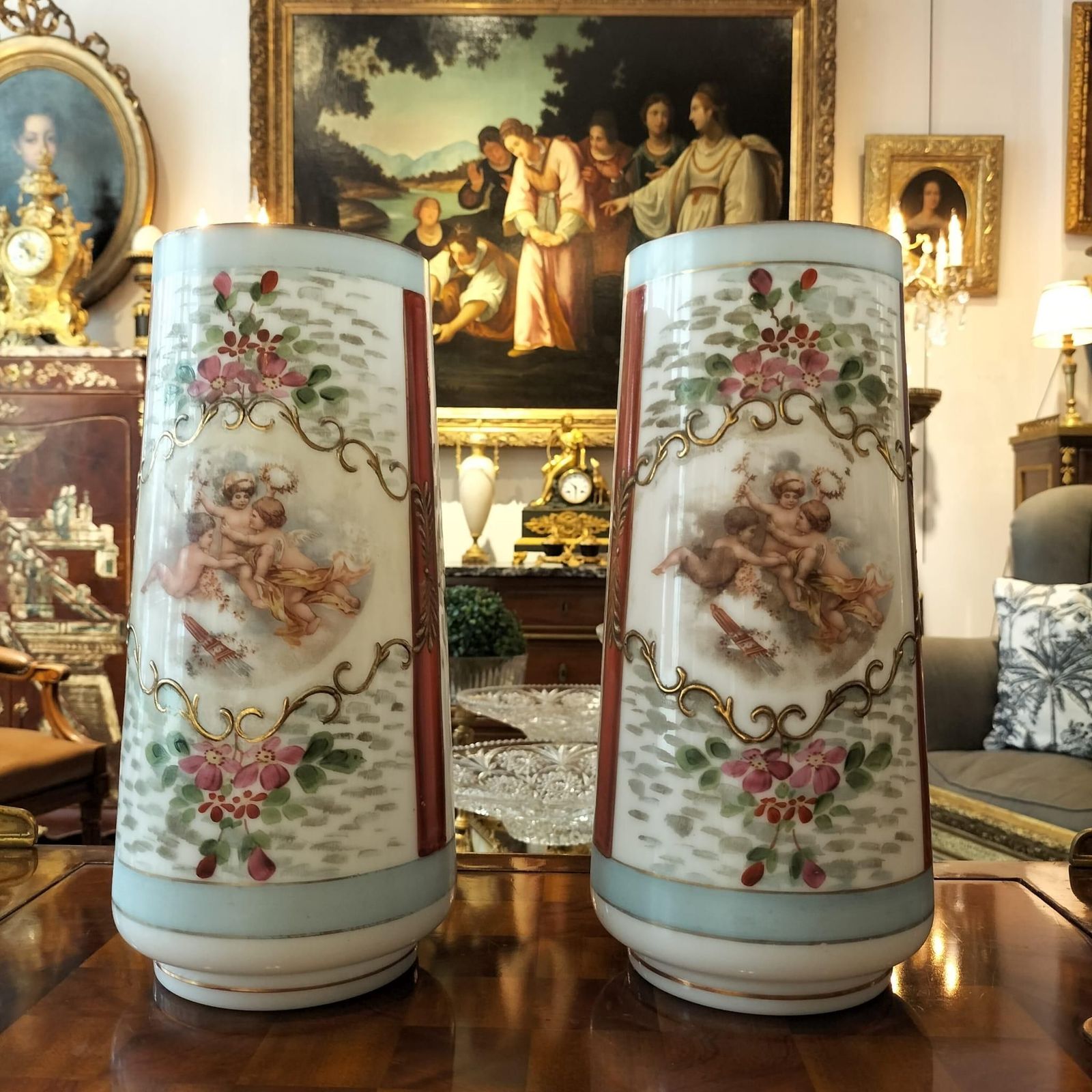 Pair Of 19th Century Vases In Opaline Glass photo Home Decor