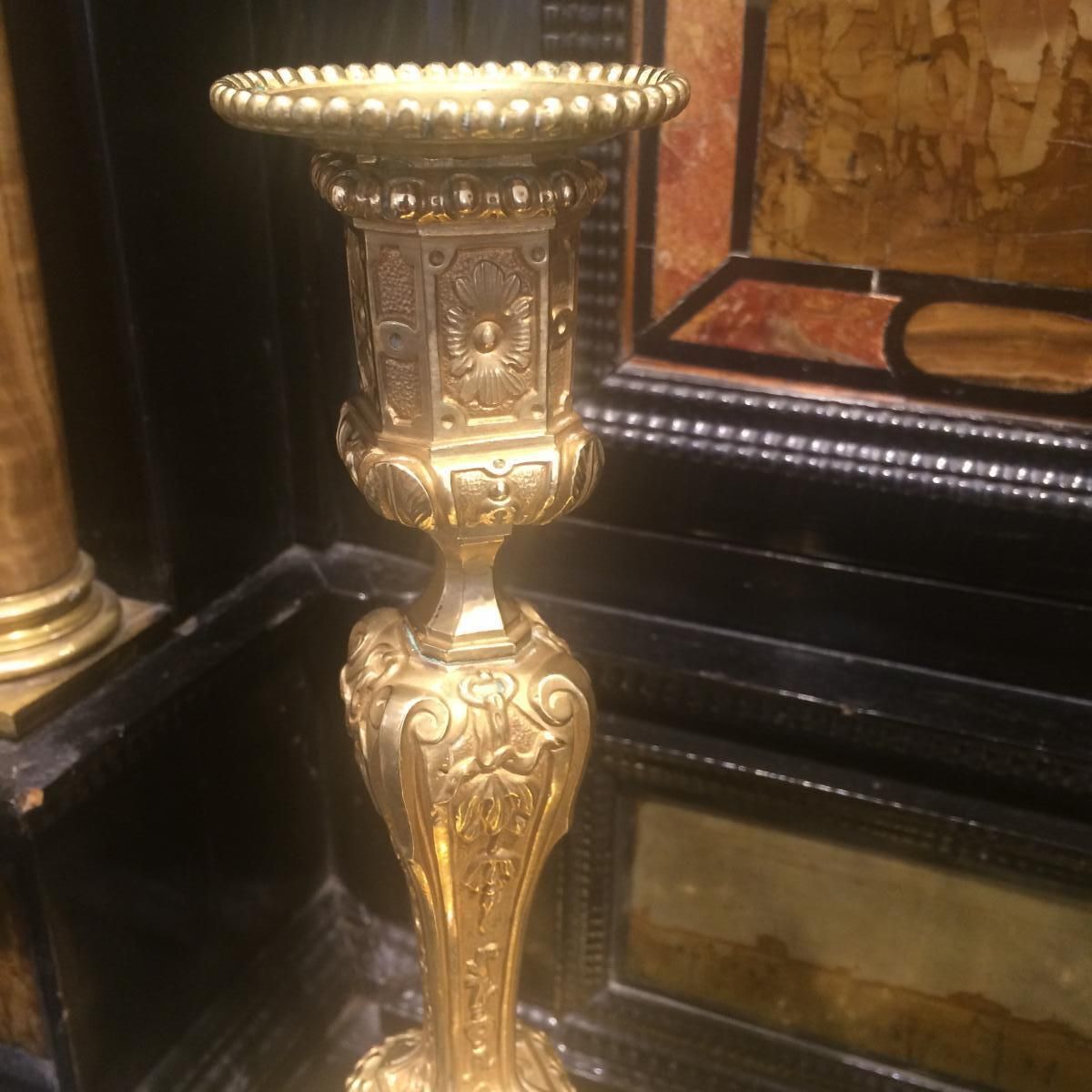 19th Century Pair Of Gilded Bronze Transition Louis XV Style Candle Holders photo Home Decor