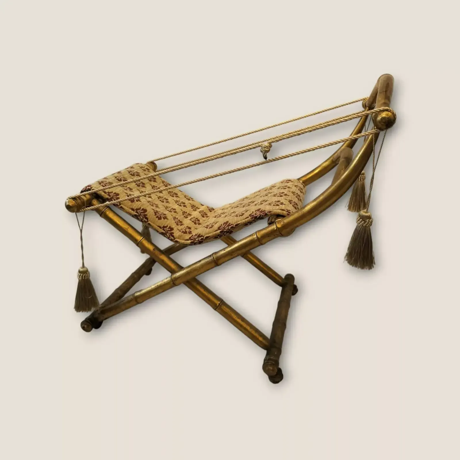 Rare 19th Century Folding Chair In Gilt Wood, Napoleon III Period photo vinterior