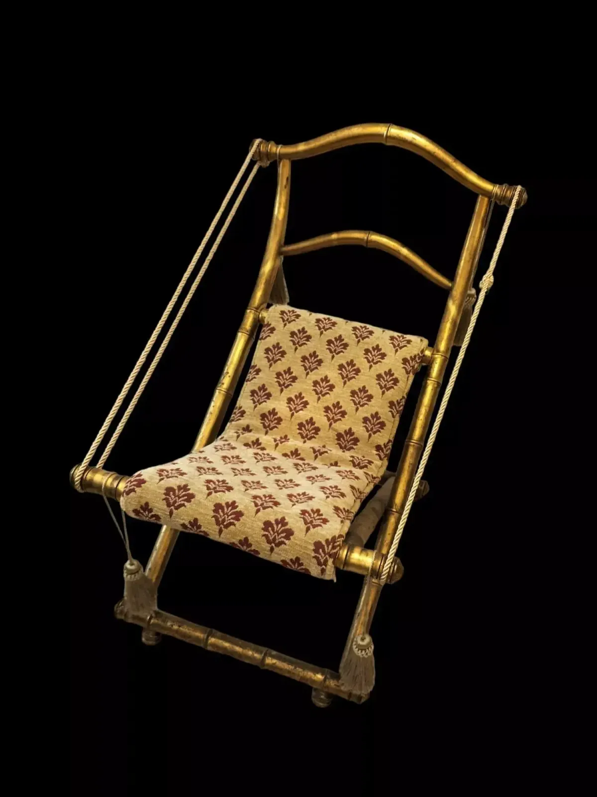 Furniture Rare 19th Century Folding Chair In Gilt Wood, Napoleon III Period photo