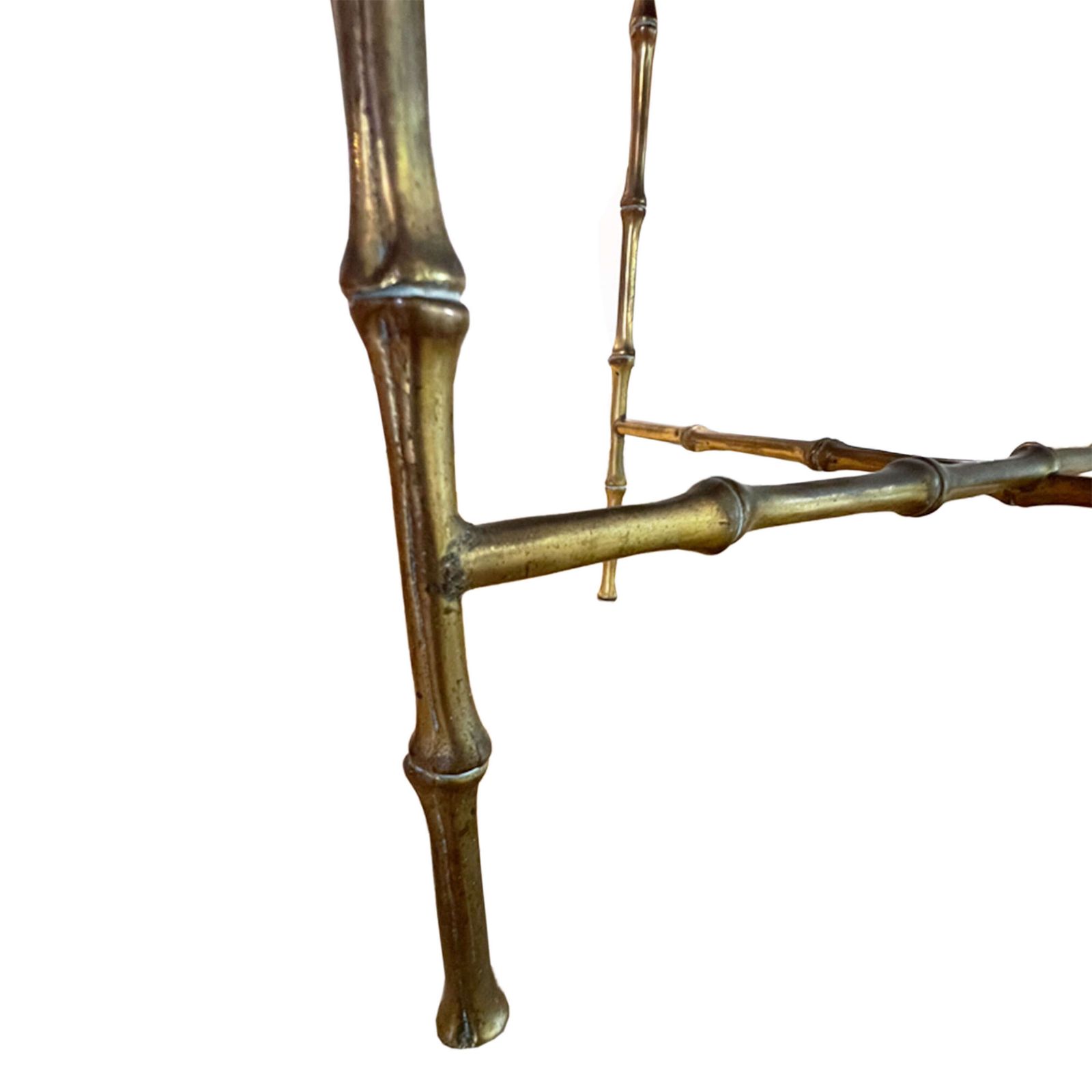 Pair Of French 1970s Faux Bamboo Brass And Glass Side Tables photo Furniture