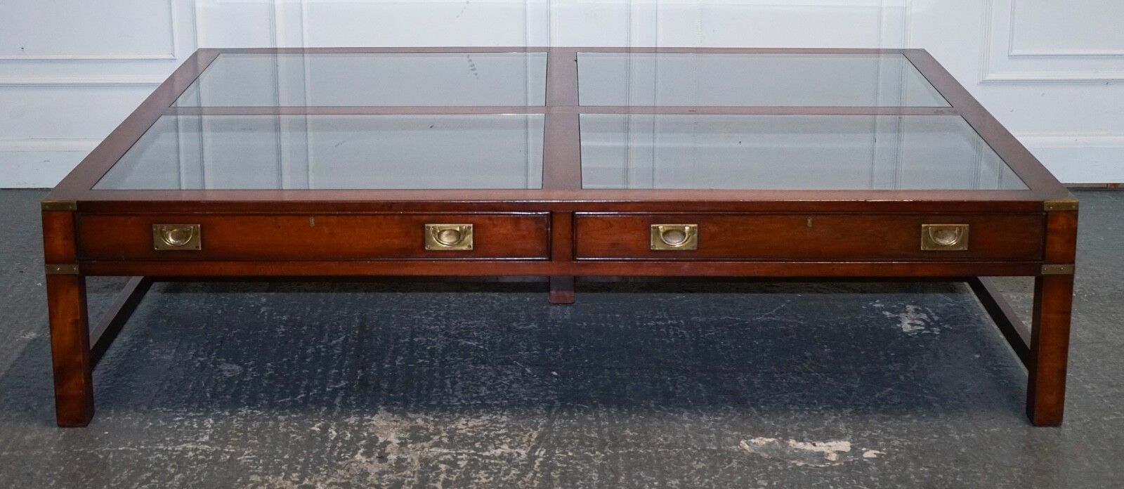 Very Large Coffee Table With Inlaid Glass Panels  Made By Kennedy Harrods photo for sale