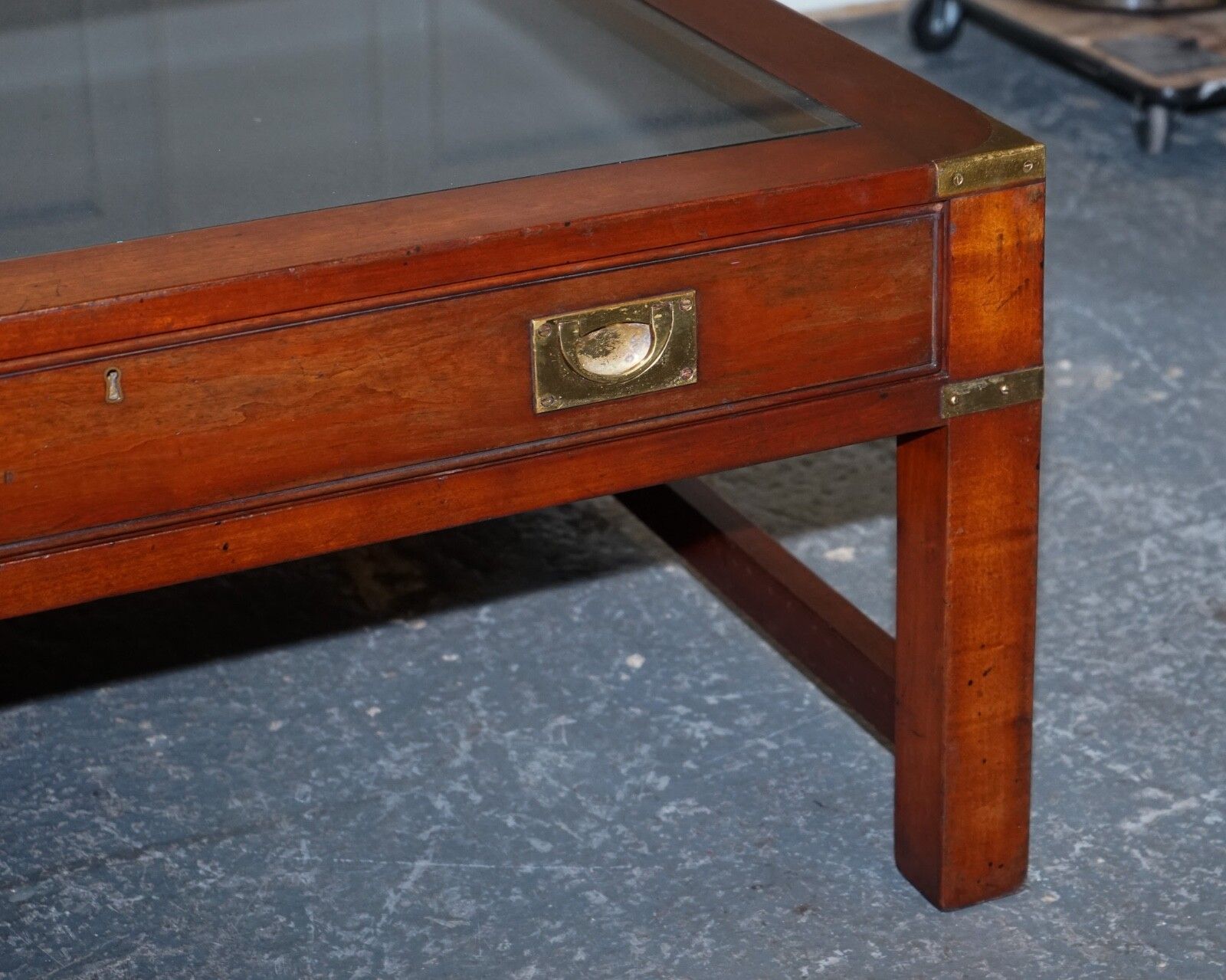 Very Large Coffee Table With Inlaid Glass Panels  Made By Kennedy Harrods photo vinterior