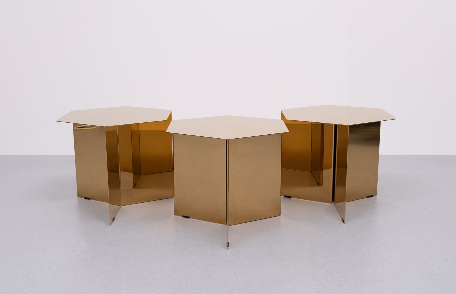 Danish Brand Hay’s '' Slit '' Brass Side Tables Set Of 3 photo furniture
