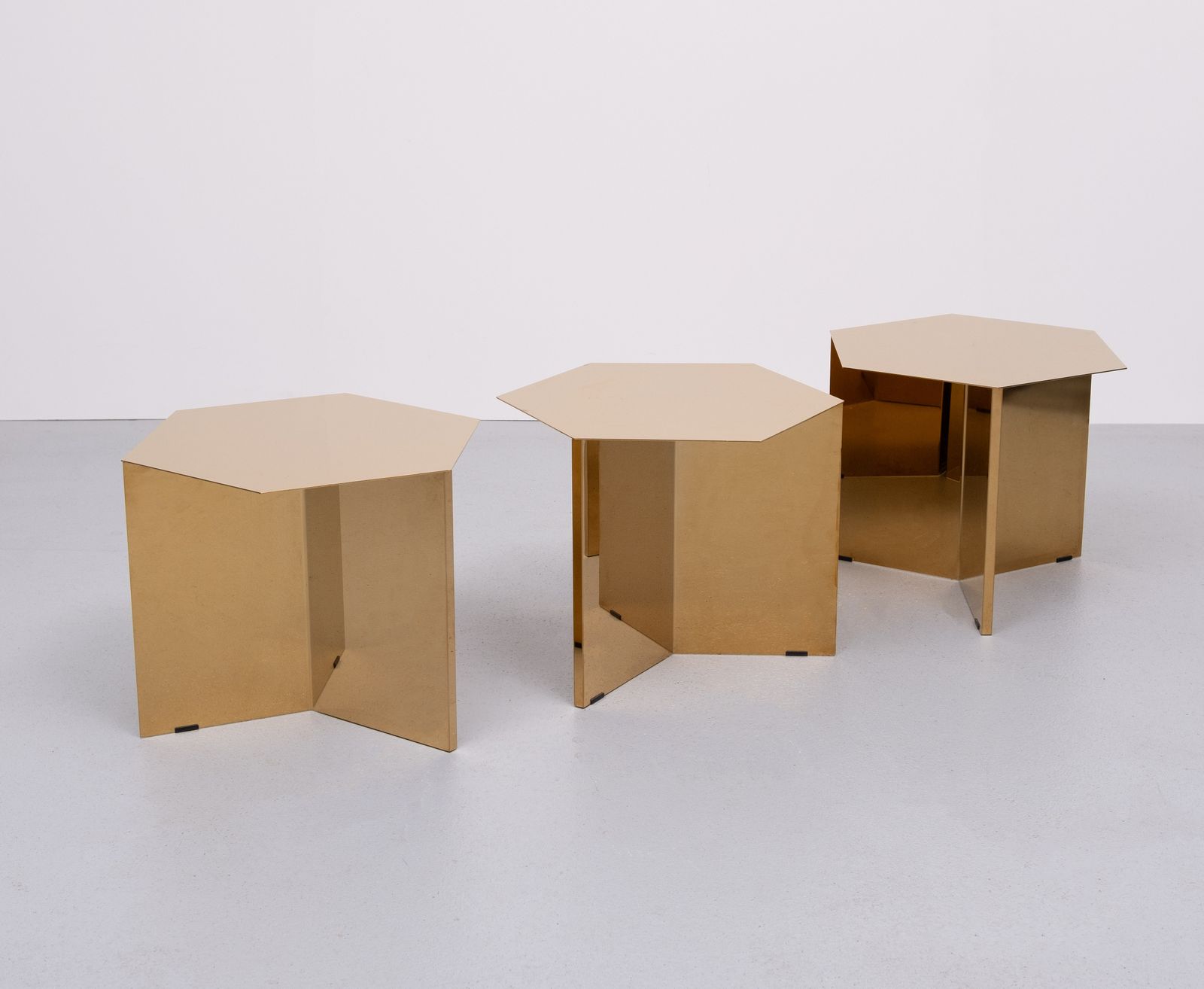 Danish Brand Hay’s '' Slit '' Brass Side Tables Set Of 3 photo buy