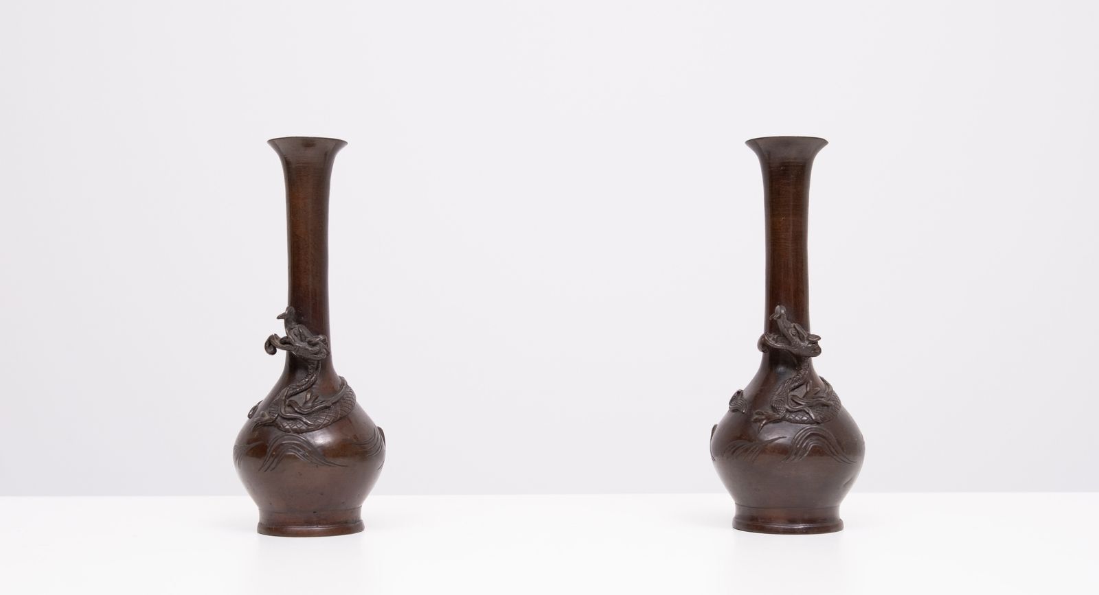 Paar Bronzen Drakenvazen, Meiji Periode, Japan photo Woonaccessoires
