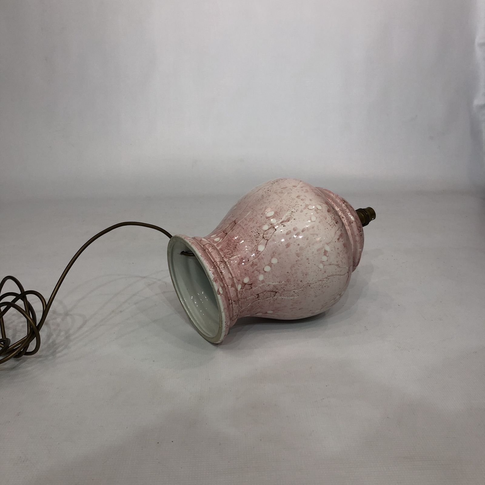 Lighting 1980s Pink Ceramic Italian Table Lamp Marble Effect Vintage Urn Neo Classical photo
