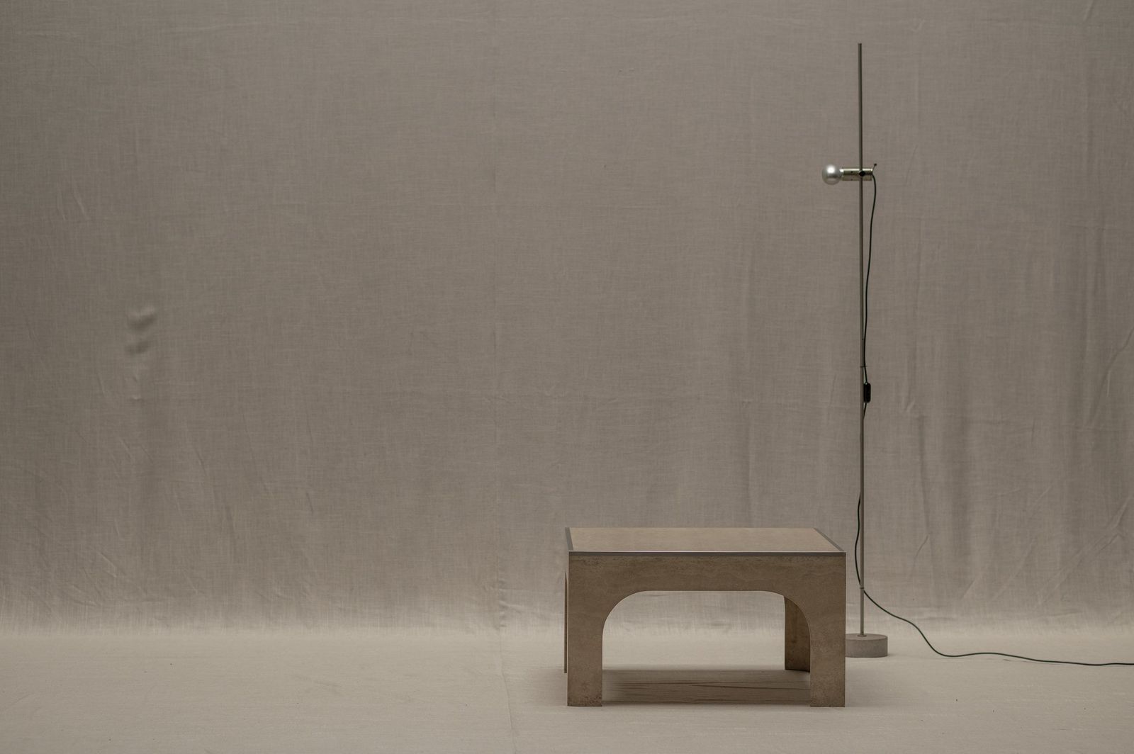 Architectural Set Of Travertine Coffee Tables, After Willy Ballez photo for sale