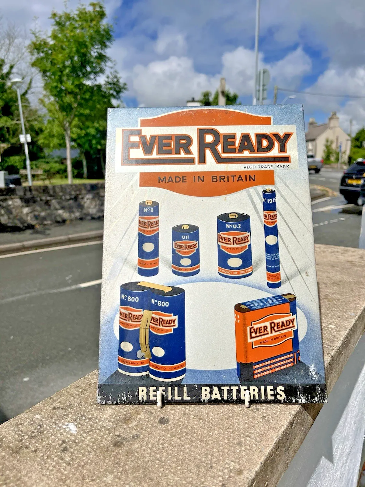 Rare 1930's Ever Ready Batteries Tin Sign Advertising Shop Window Showcard Stand photo buy