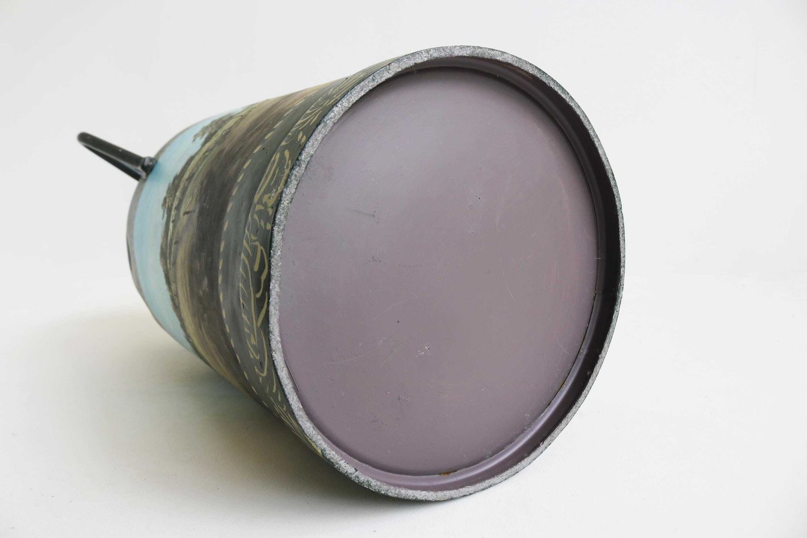 photo furniture Elegant Vintage French Milk Can – Hand Painted Countryside Scene, Rustic Farmhouse Decor