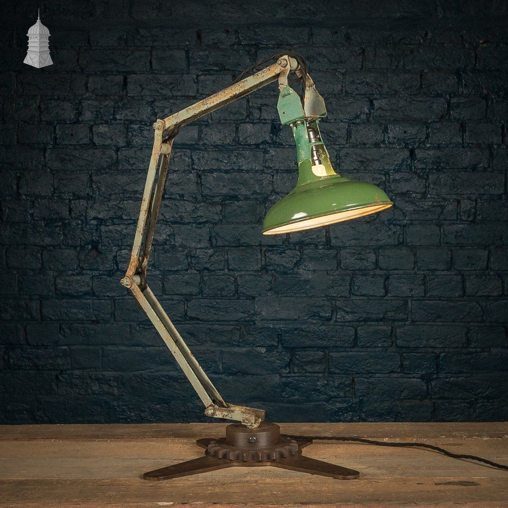 Green Machinist Lamp – Rewired & Repurposed With Custom Base photo 771.0