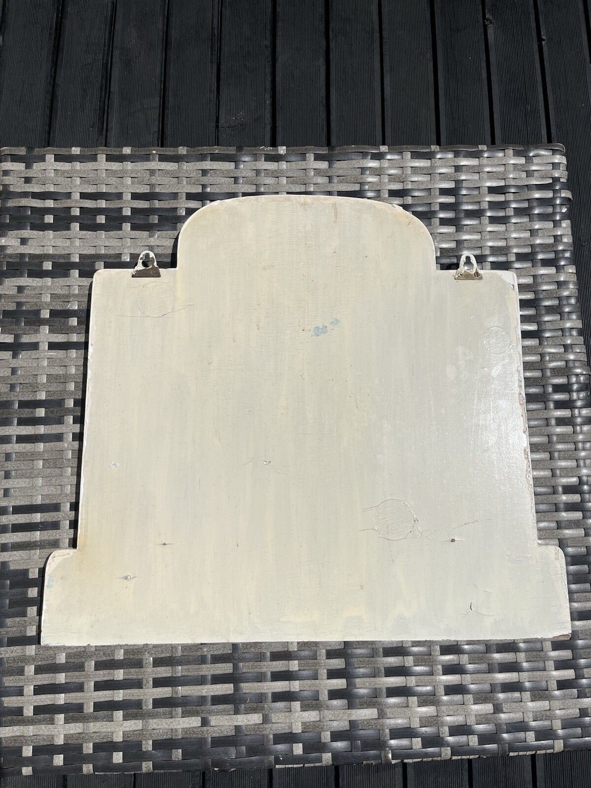Antique 30s Art Deco Arched Bevelled Green Vitrolite Bathroom Mantel Wall Mirror photo vintage