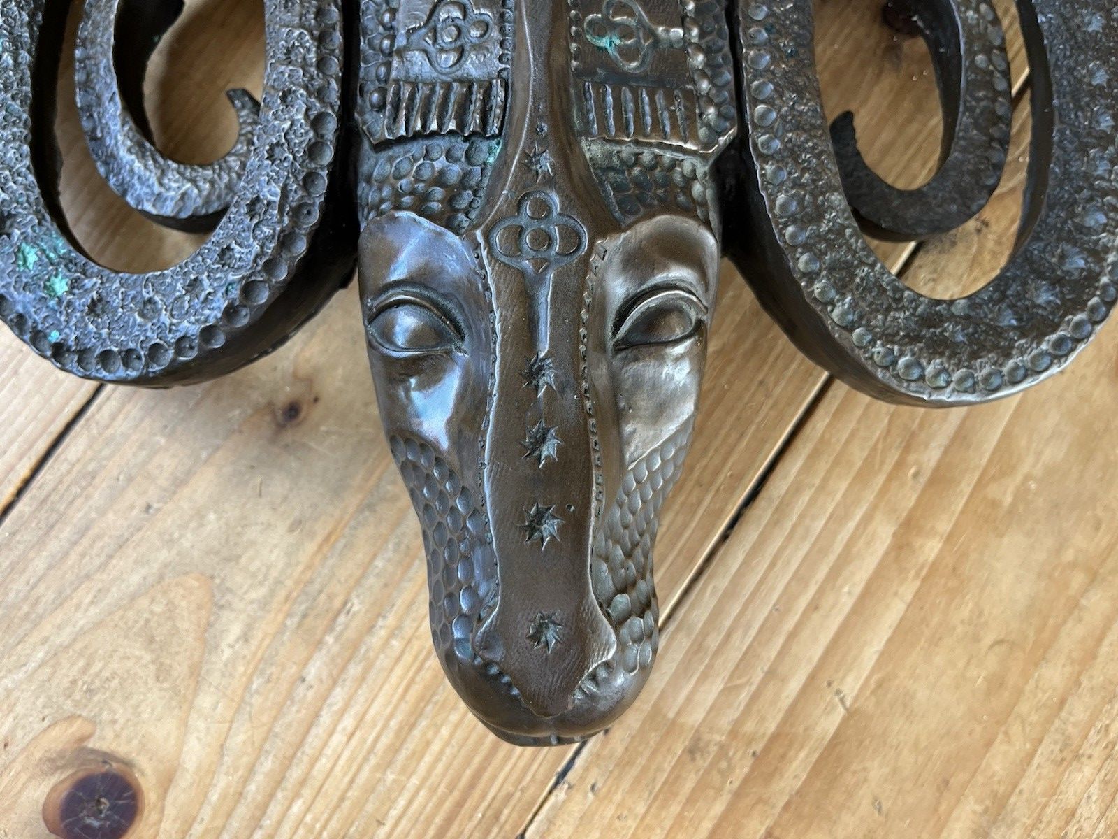 Signed John Letts Bronze Resin Ram Brutalist Folk Wall Hanging Art Sculpture photo vintage