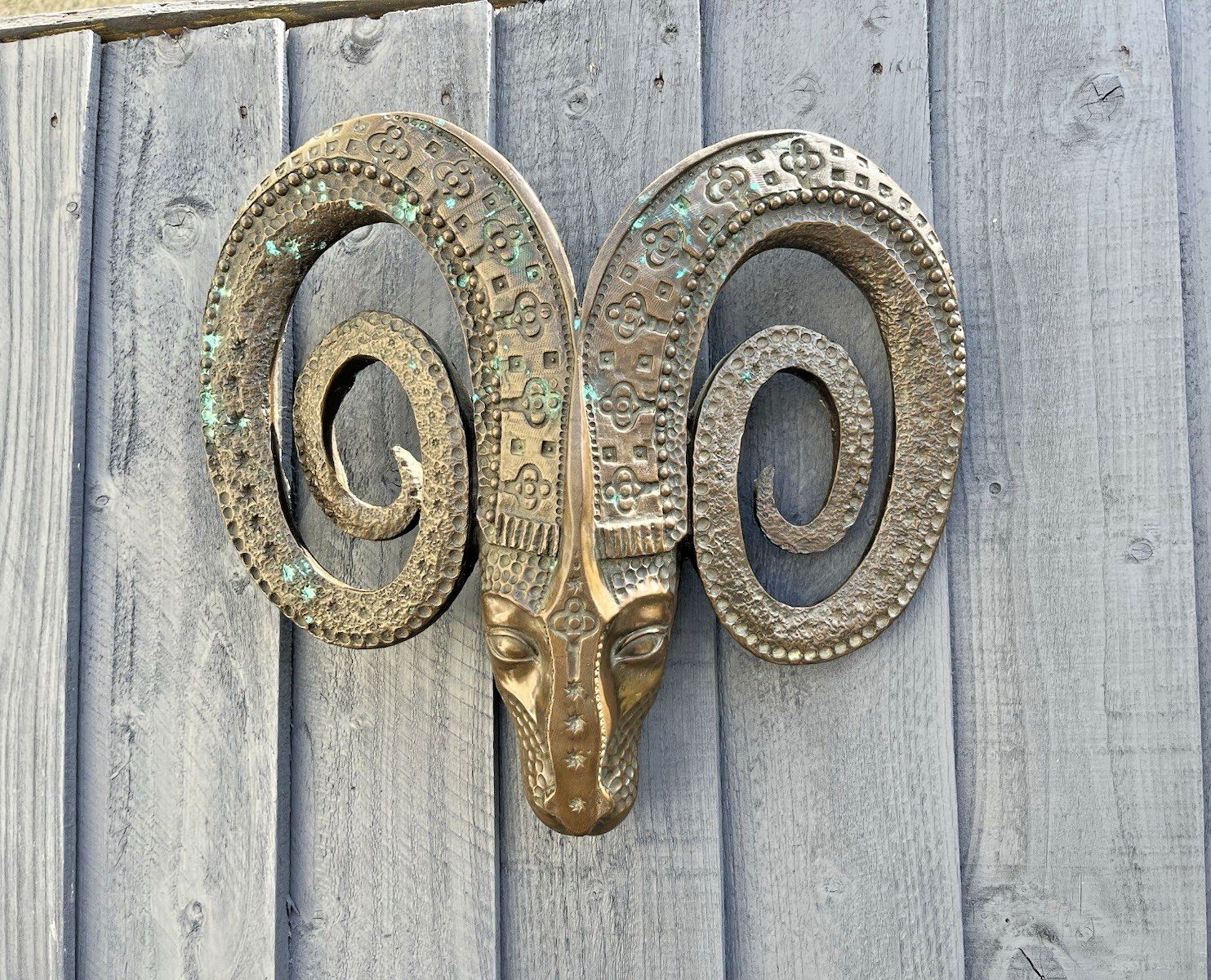 Art Signed John Letts Bronze Resin Ram Brutalist Folk Wall Hanging Art Sculpture photo