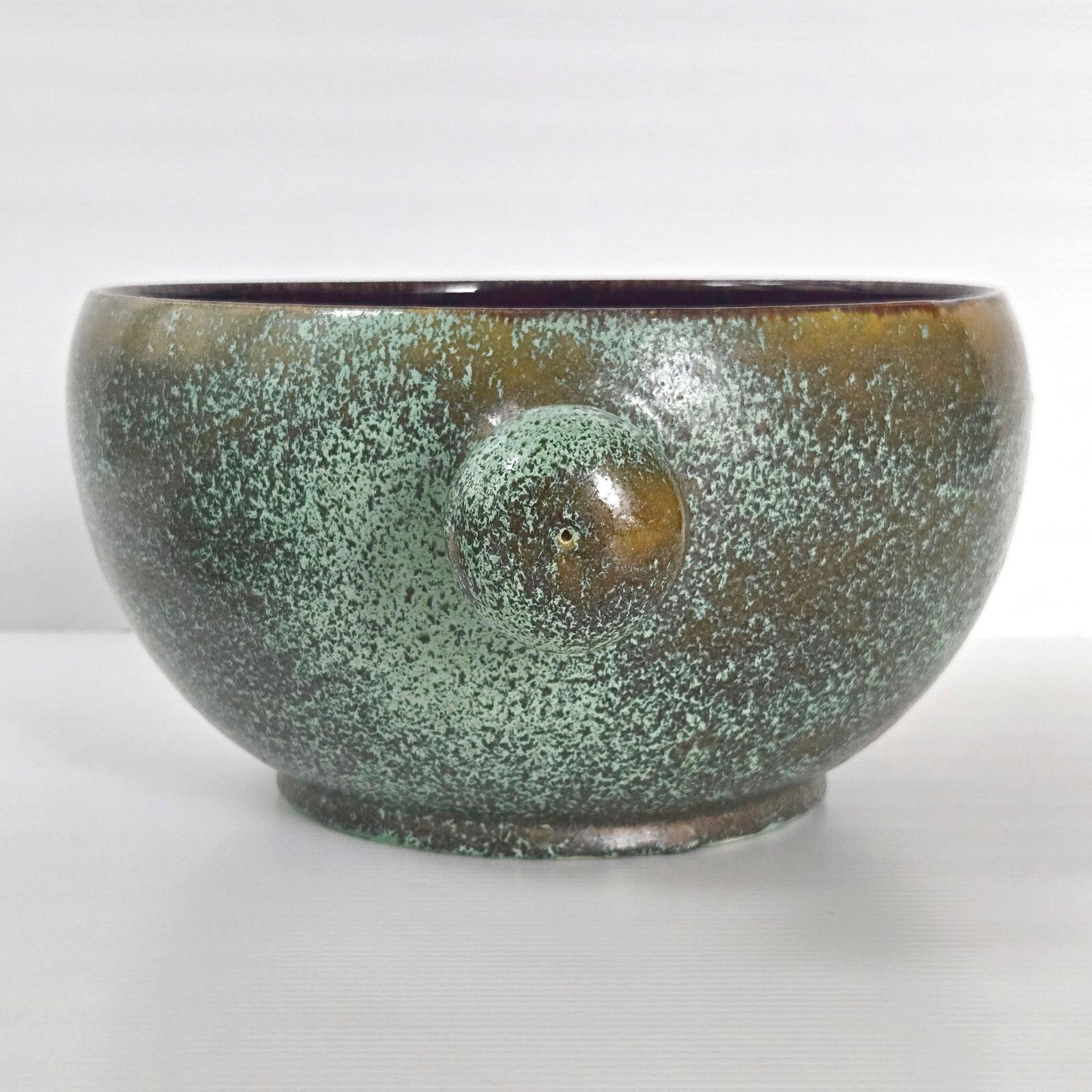 Vintage 1960 Lunetta Vallauris Gold Ceramic Salad Bowl Soup Bowl 60s 1960s photo 191.0