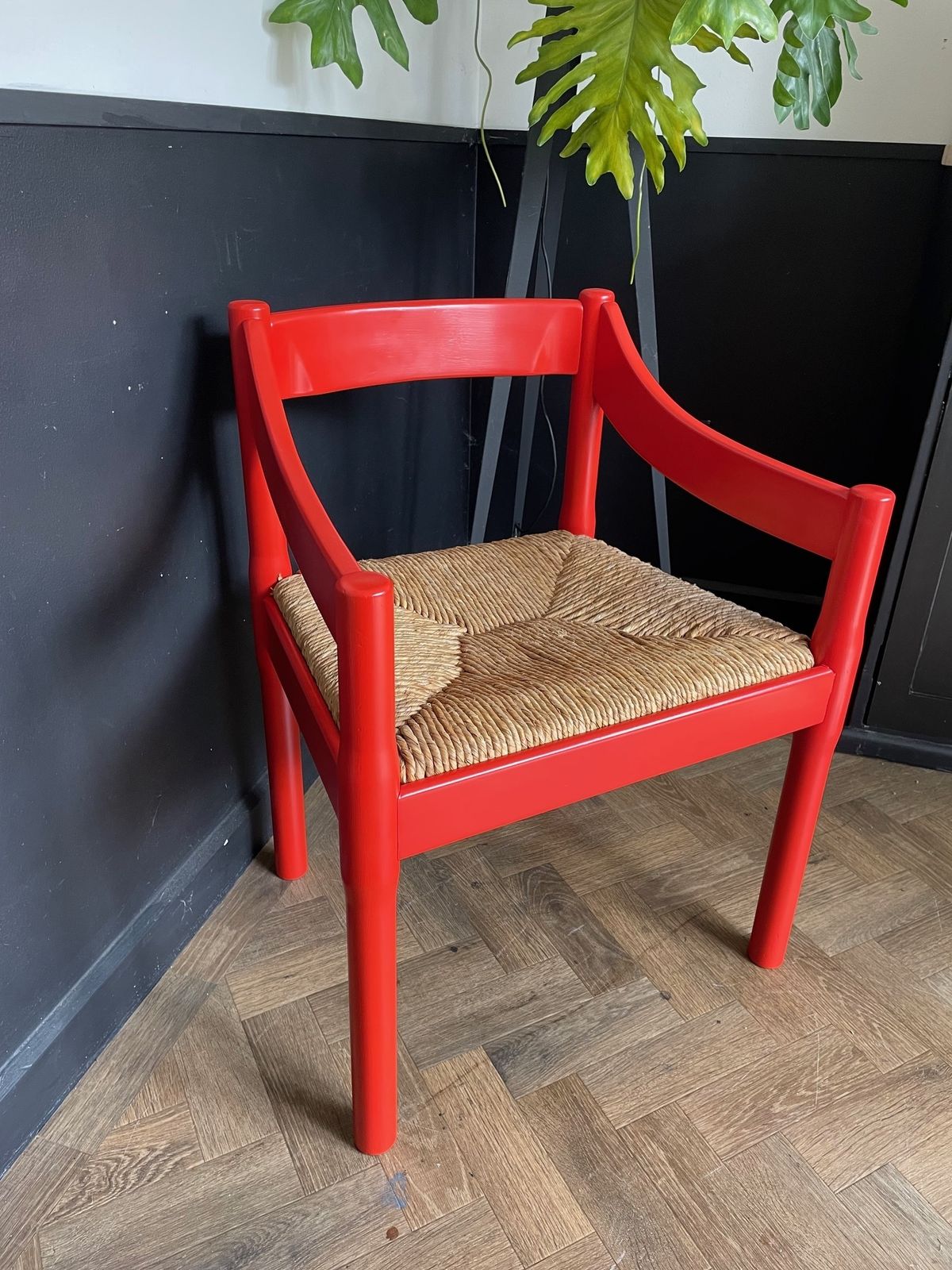 Original Vico Magistretti 'Carimate' Carver Dining Chair Professionally Refinished With New Rush Seat photo Furniture