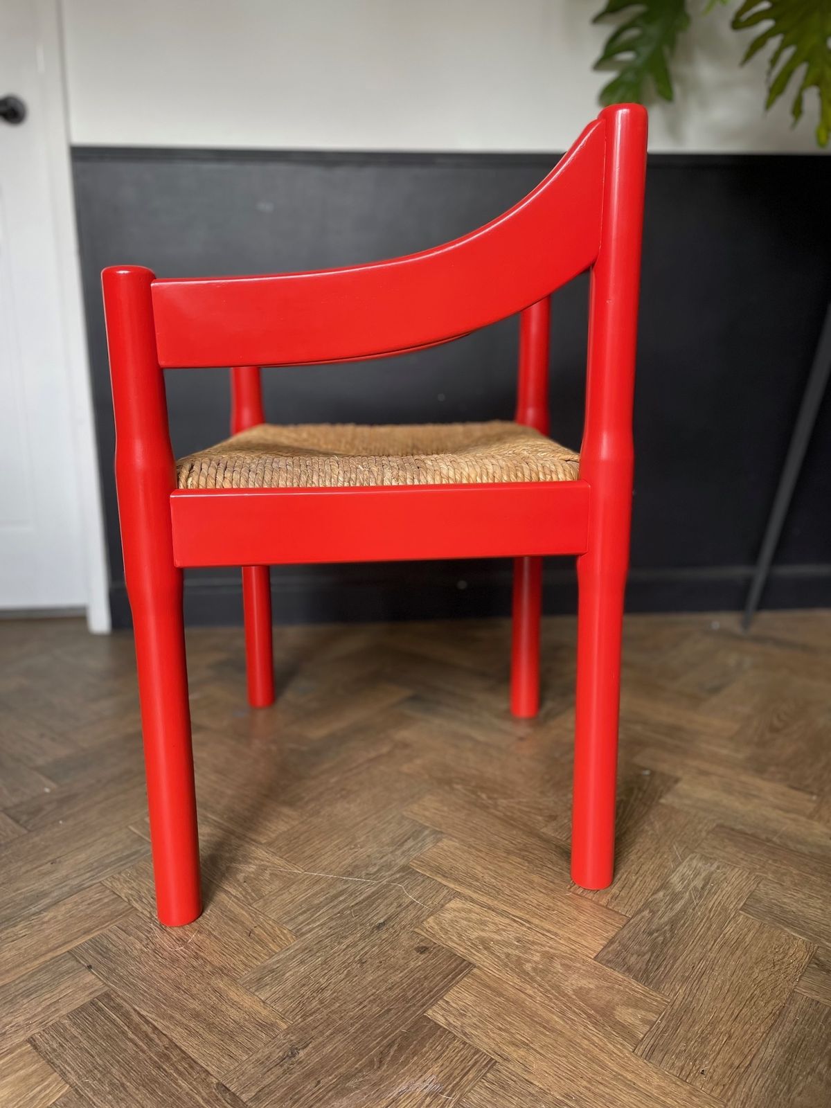 Original Vico Magistretti 'Carimate' Carver Dining Chair Professionally Refinished With New Rush Seat photo buy