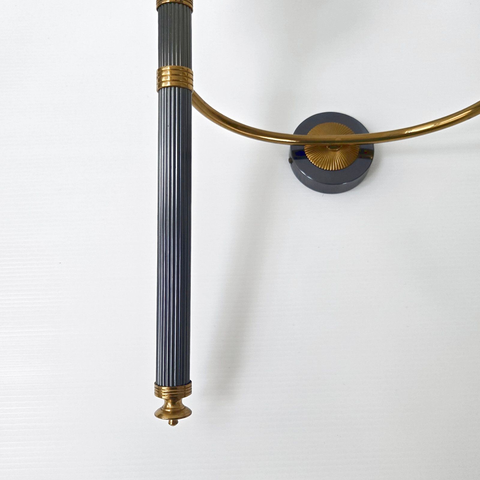 Pair Of Vintage 1950 Metal Brass & Glass Torch Sconces 50s photo for sale