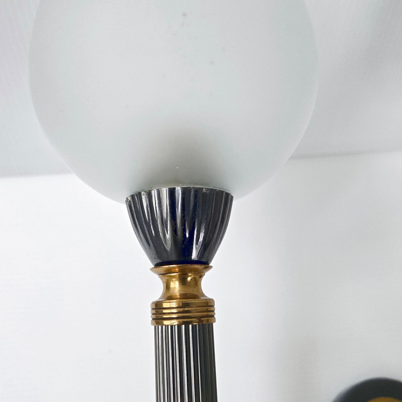 Pair Of Vintage 1950 Metal Brass & Glass Torch Sconces 50s photo vinterior