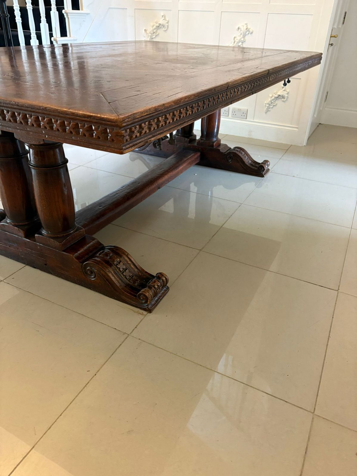 Large Antique 19th Century 12 Seater Quality Oak Refectory Dining Table photo for sale