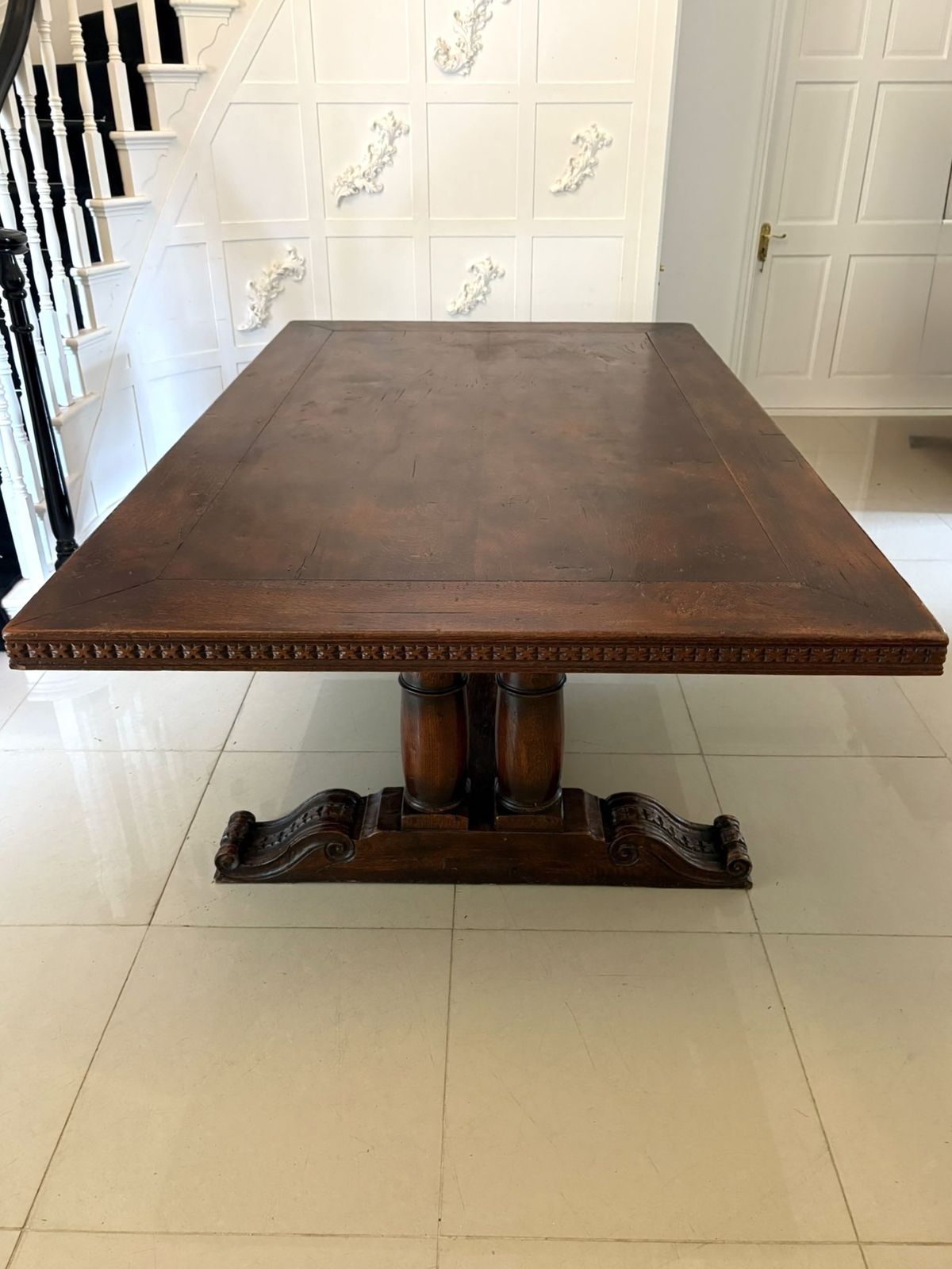 Large Antique 19th Century 12 Seater Quality Oak Refectory Dining Table photo 8995.0