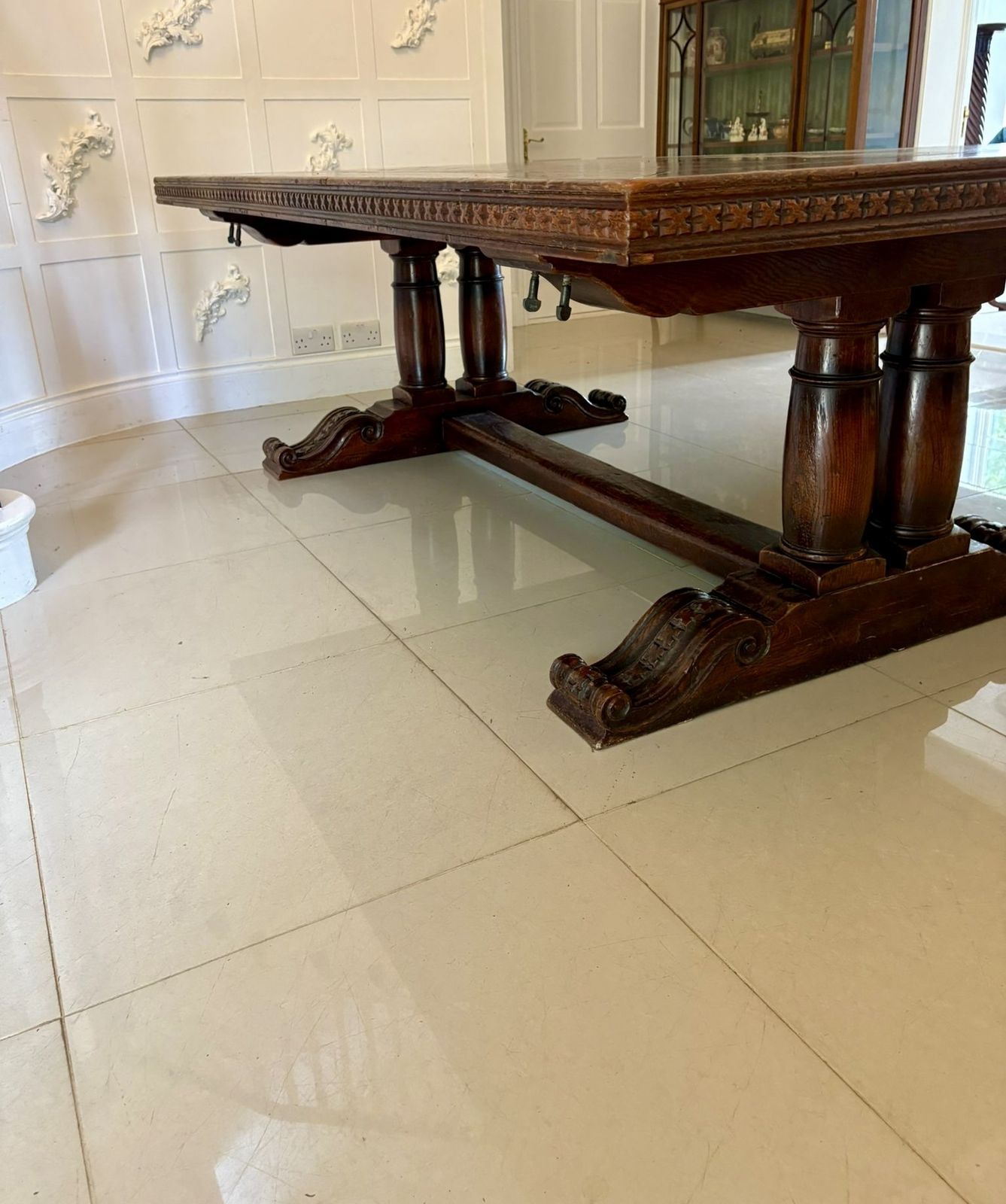 Large Antique 19th Century 12 Seater Quality Oak Refectory Dining Table photo vinterior