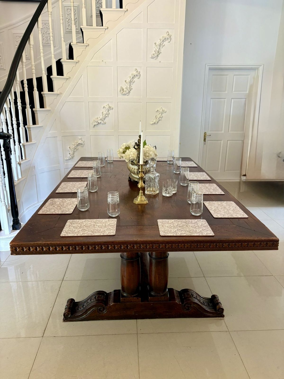 photo for sale Large Antique 19th Century 12 Seater Quality Oak Refectory Dining Table