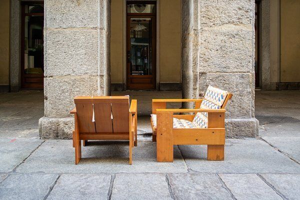 Beechwood Armchairs Crate 1 By Gerrit Thomas Rietveld For Cassina, 1980s, Set Of 2 photo for sale