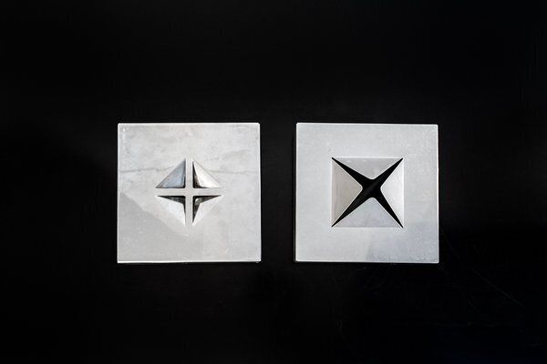 Plastic Dozen Met Stalen Deksels Van Ugolini Calegari Voor Mam Metalli Artistici Milano, Jaren 1970, Set Van 2