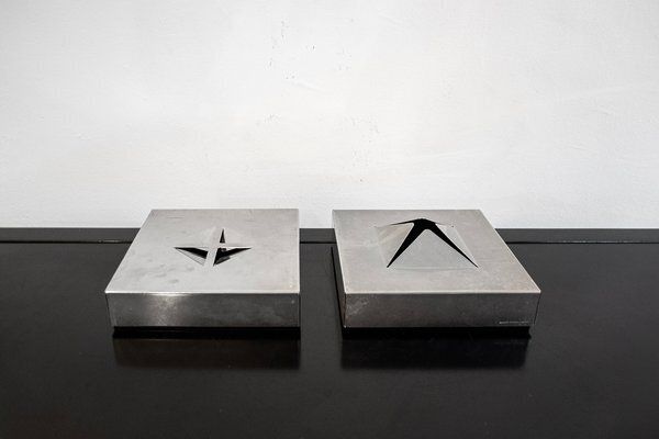 Plastic Boxes With Steel Lids By Ugolini Calegari For Mam Metalli Artistici Milano, 1970s, Set Of 2 photo furniture