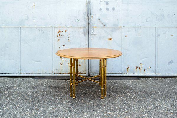 Structure In Worked Brass And Wooden Top, Italy, 1970