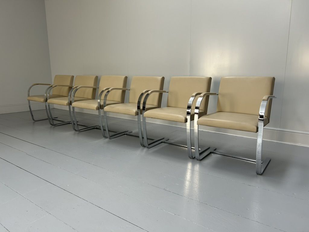Knoll Studio “Florence Knoll” Round Dining Table & 4 “Brno” Armchair Suite – In “Carrara” Marble & Leather photo vintage