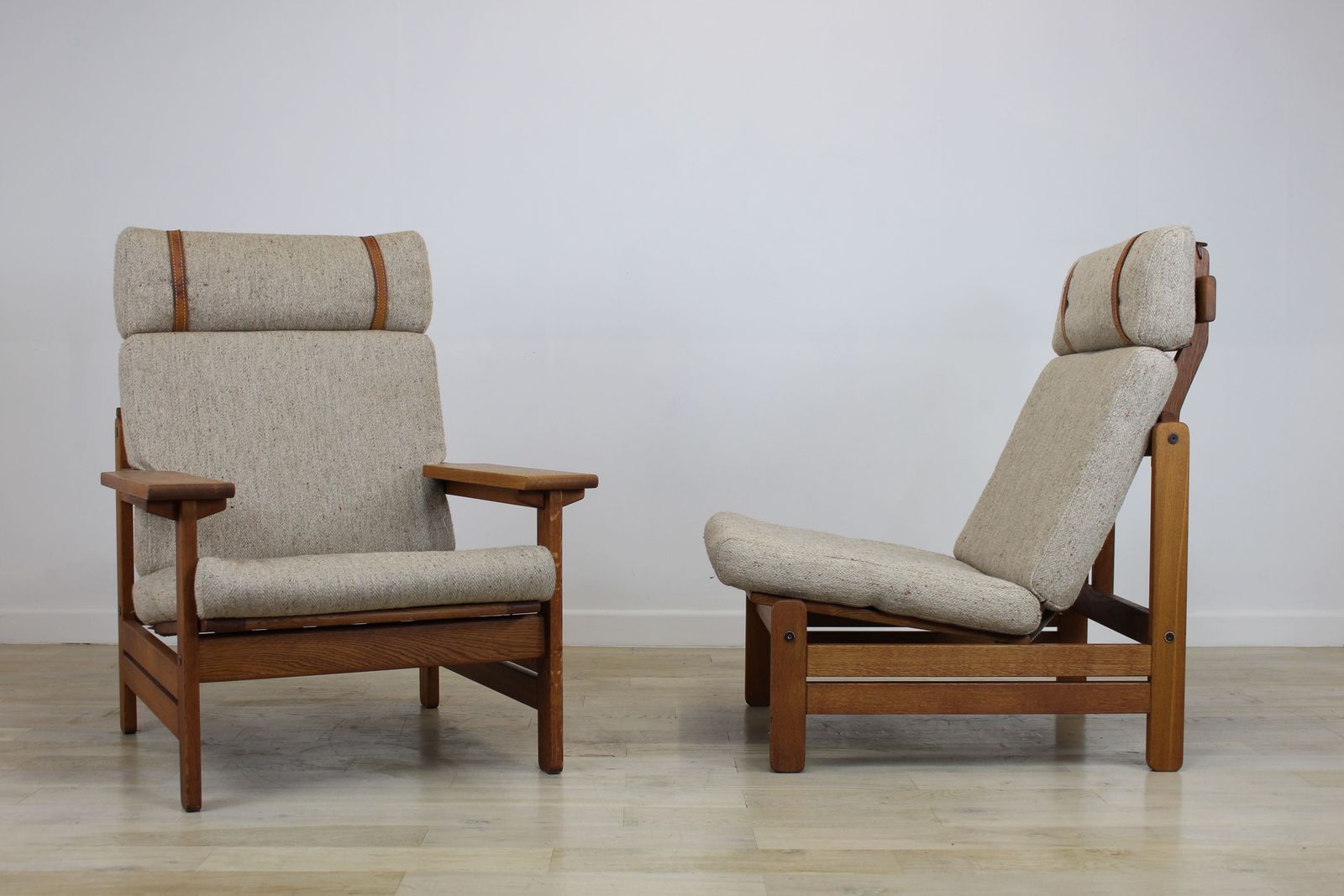 1450.0 Pair Of Oak Hunting Chairs By Aksel Dahl For Kp Mobler photo