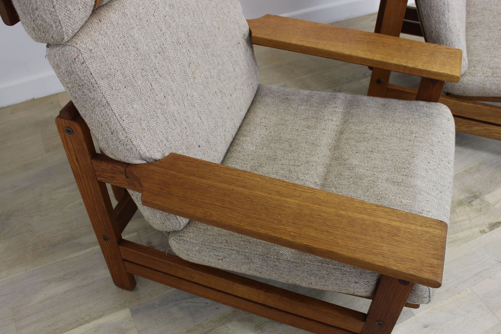 photo buy Pair Of Oak Hunting Chairs By Aksel Dahl For Kp Mobler