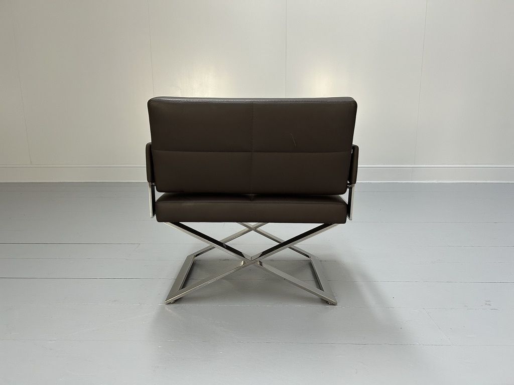 Pair Of Poltrona Frau “Aster X” Lounge Armchairs – In Dark Brown “Pelle Frau” Leather photo 2900.0