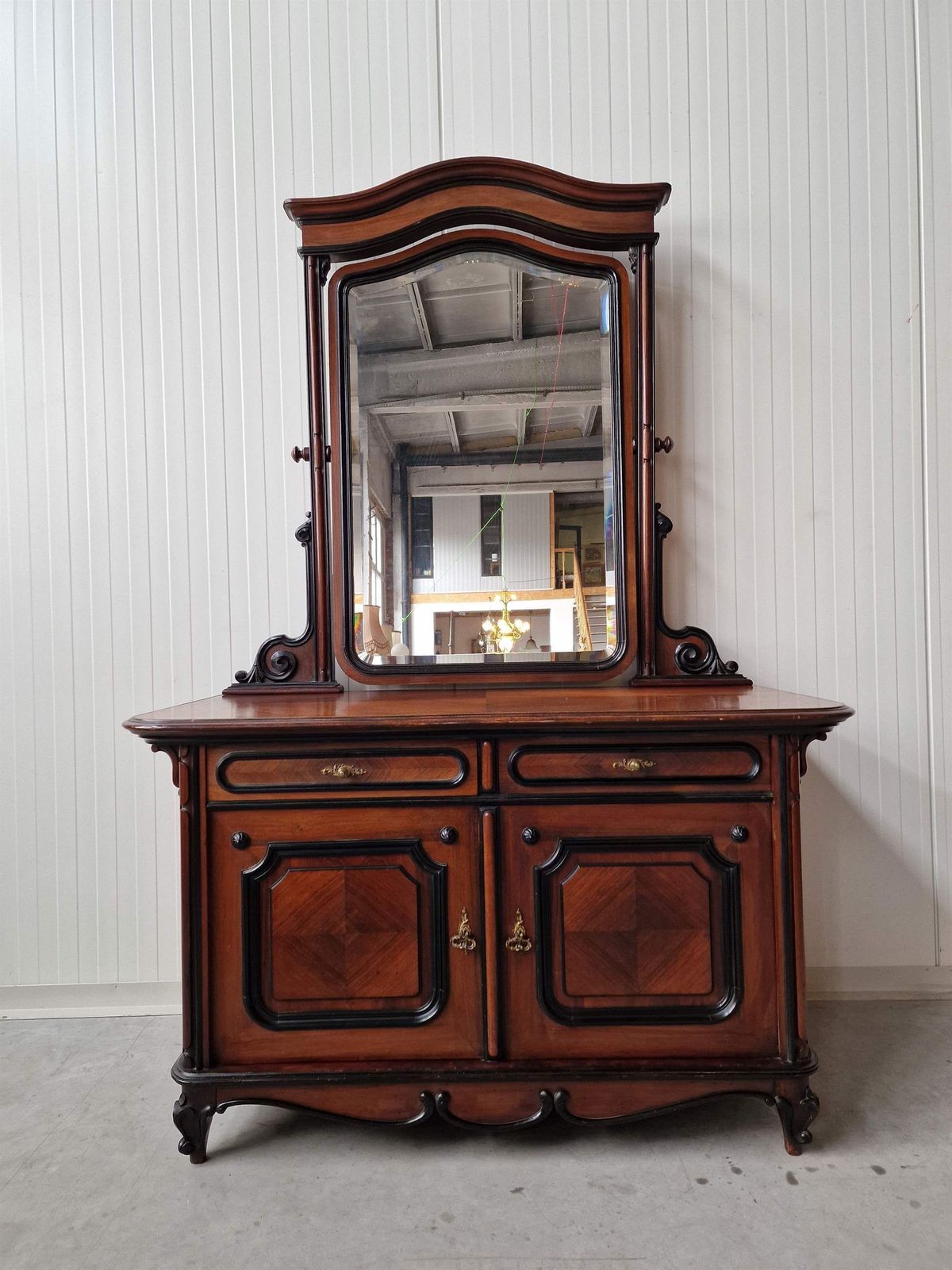 Chest Of Drawers With Mirror, 1800s photo vintage
