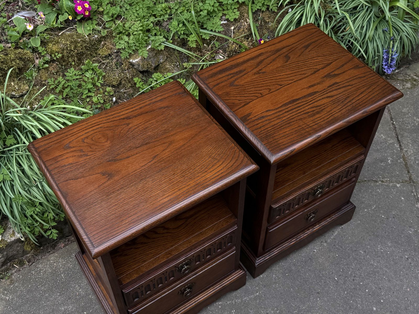 A Matching Pair Of Wood Brothers Old Charm Light Oak Bedside Cabinets / Tables / Nightstands photo furniture