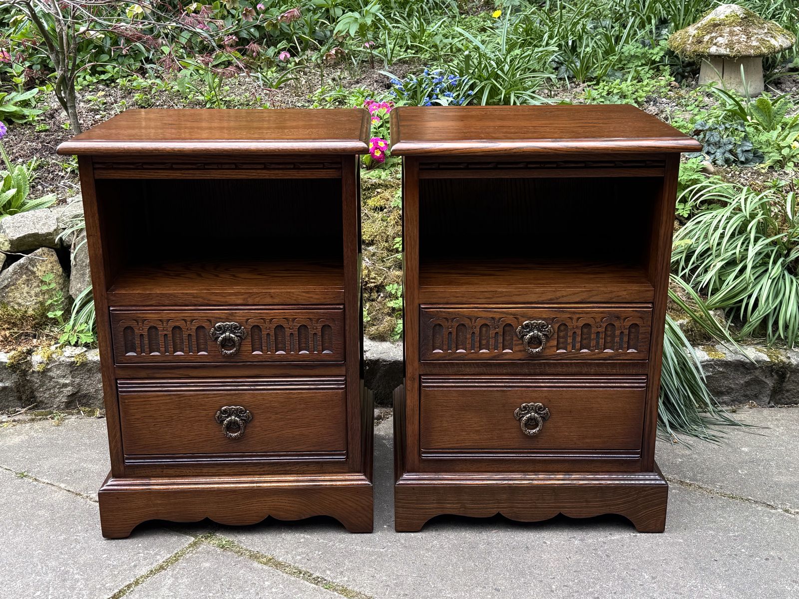 A Matching Pair Of Wood Brothers Old Charm Light Oak Bedside Cabinets / Tables / Nightstands photo for sale