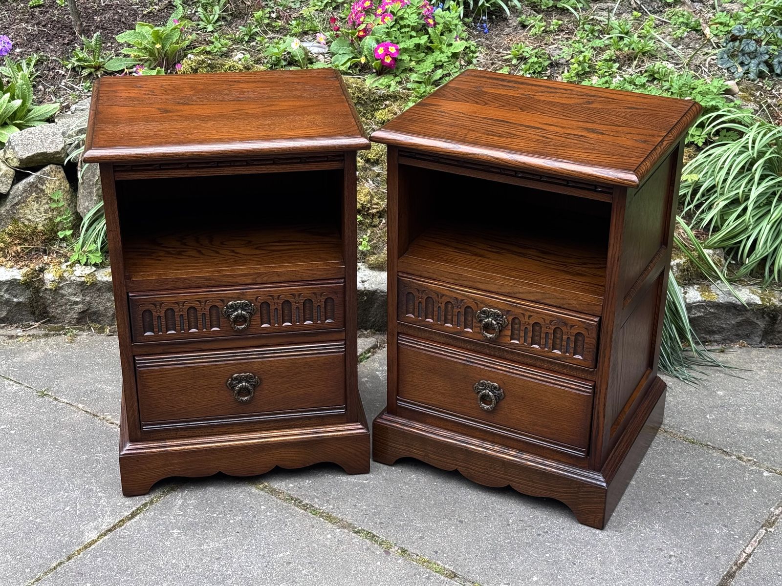 A Matching Pair Of Wood Brothers Old Charm Light Oak Bedside Cabinets / Tables / Nightstands photo 595.0