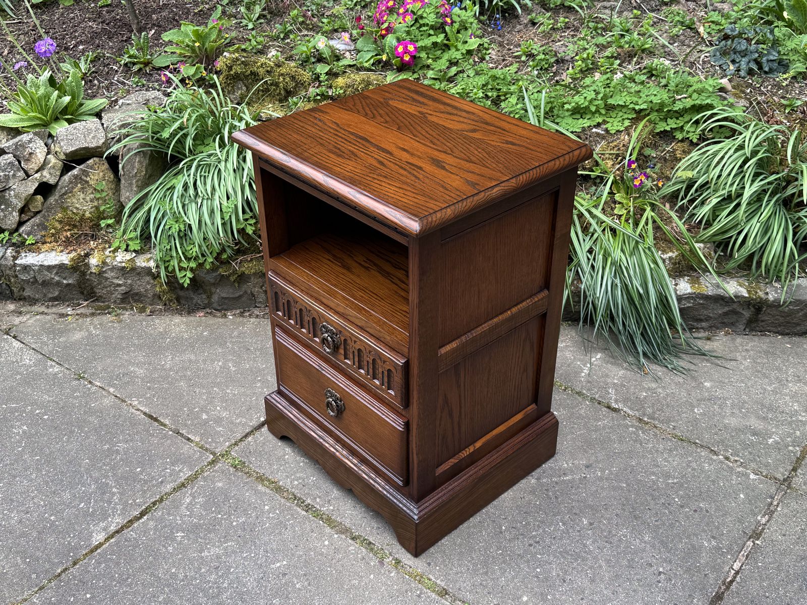 A Matching Pair Of Wood Brothers Old Charm Light Oak Bedside Cabinets / Tables / Nightstands photo vintage