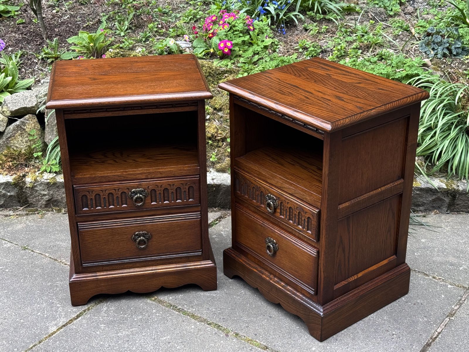 photo buy A Matching Pair Of Wood Brothers Old Charm Light Oak Bedside Cabinets / Tables / Nightstands