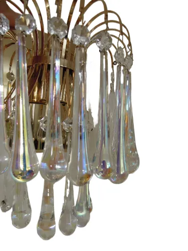 Pair Crystal Teardrop Murano Glass Wall Sconces, Italy, 1950s photo furniture