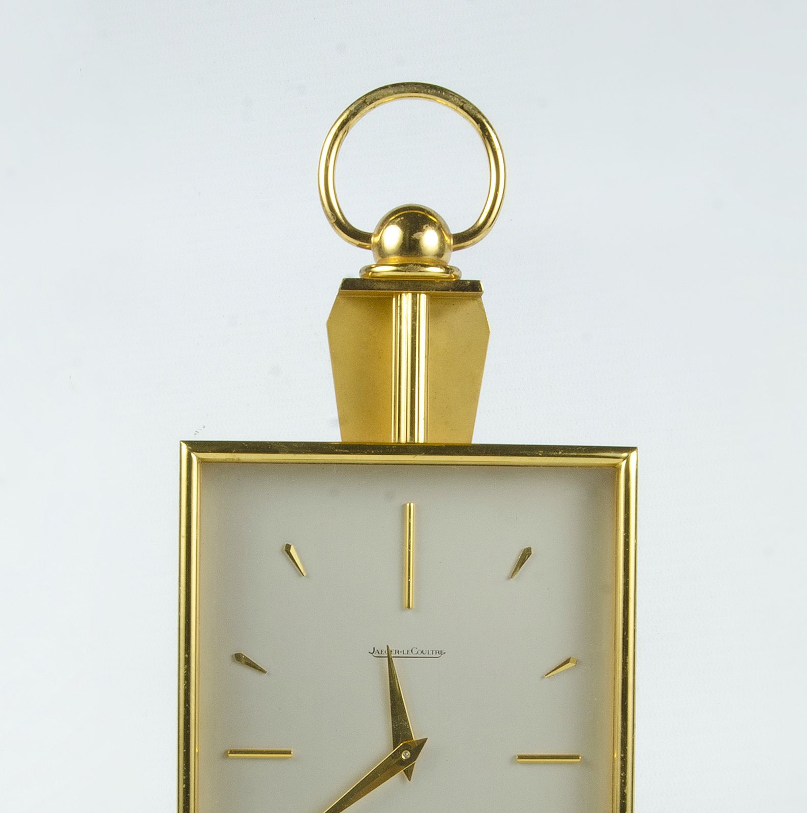 Mid 20th Century Modern Golden Brass 8 Days Movement Clock By Jaeger Lecoultre, Switzerland photo buy