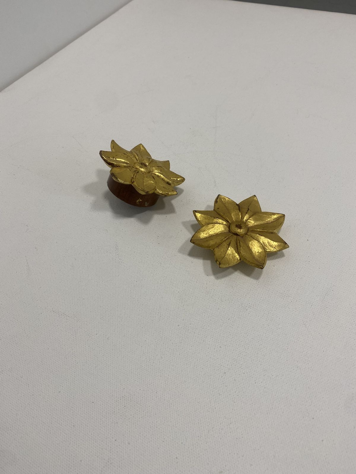 Gold Pair Oak Hand Carved Door Handle Pullers Gio Ponti Guglielmo Ulrich 1950s photo Home Fixtures