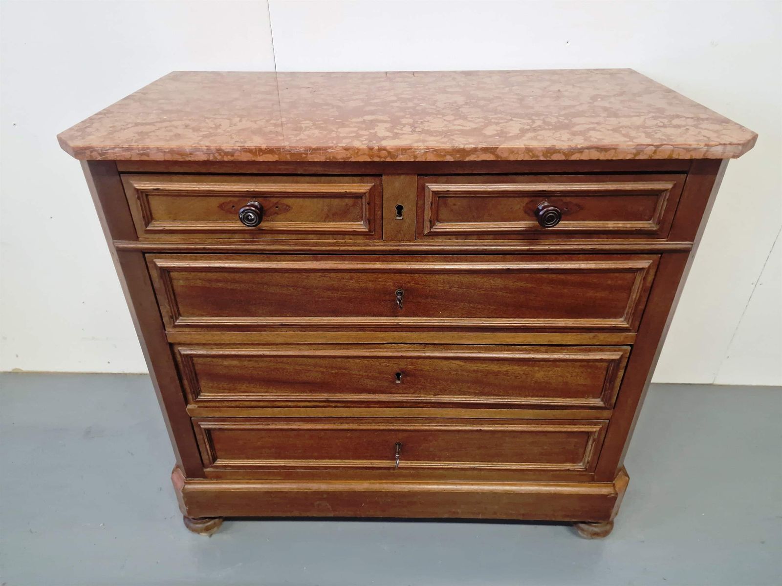 Mahogany Chest Of Drawers With Marble Top photo vintage