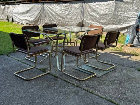 Italian Brass Dining Set With Table And Chairs, 1970s, Set Of 7 photo 7751.0